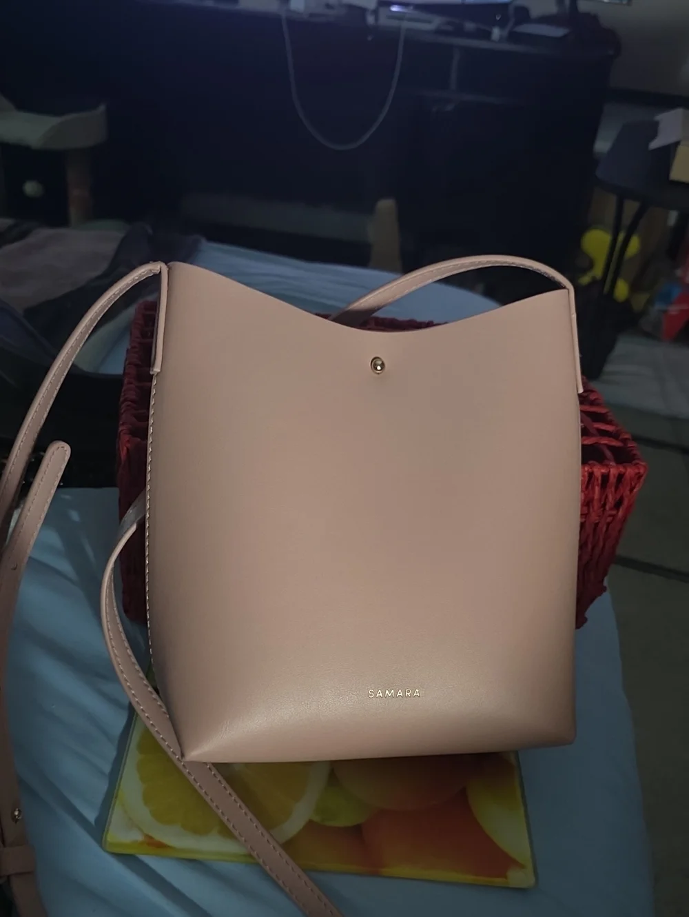 SAMARA Blush Pink Bucket Crossbody Tote